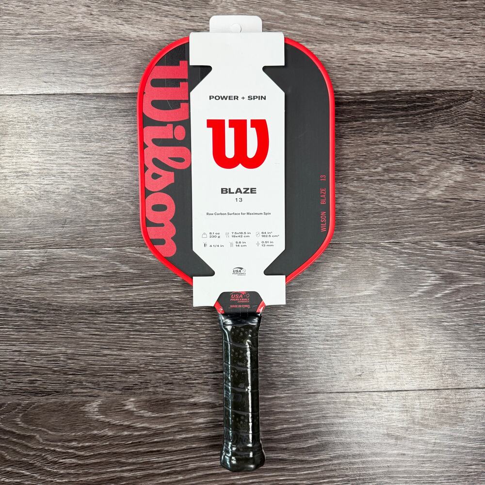Wilson Blaze 13 Raw Carbon Surface Black Red Pickleball Paddle NEW